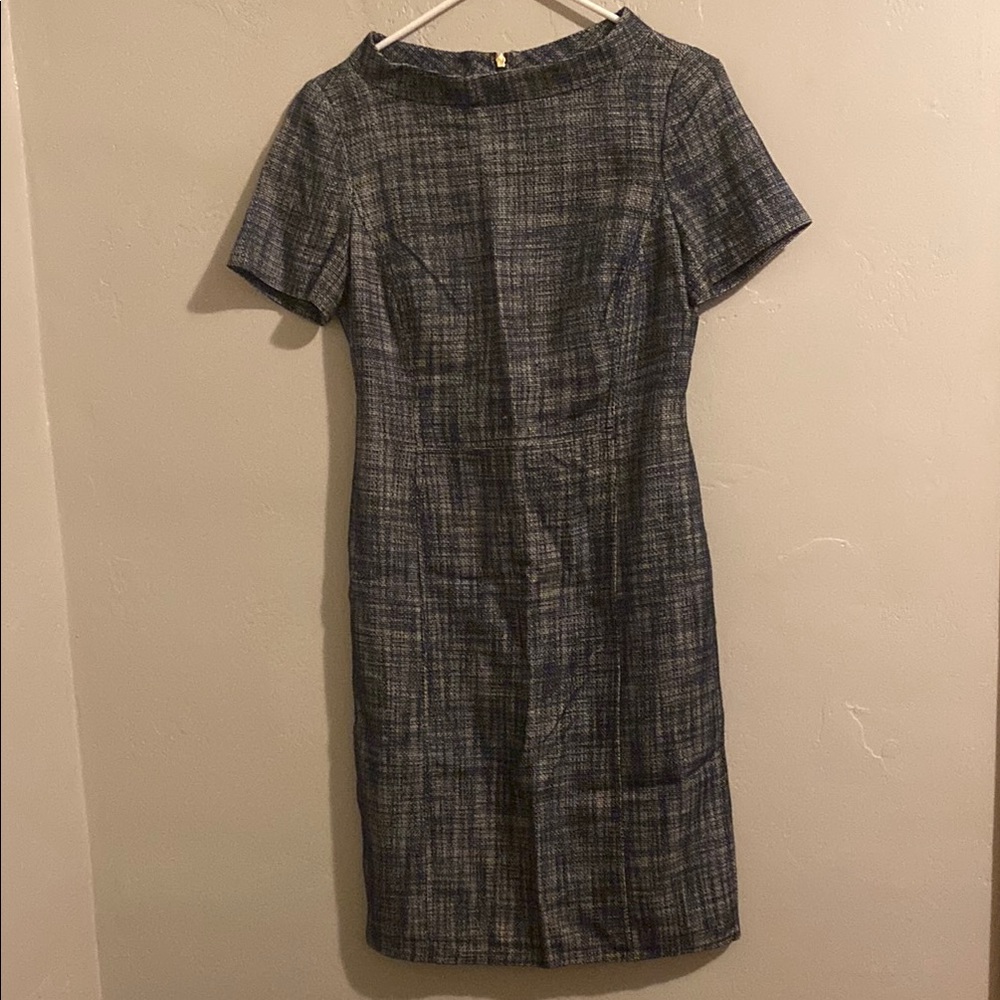 Tory Burch Navy Blue Tweed Sheath Dress Woman 4
